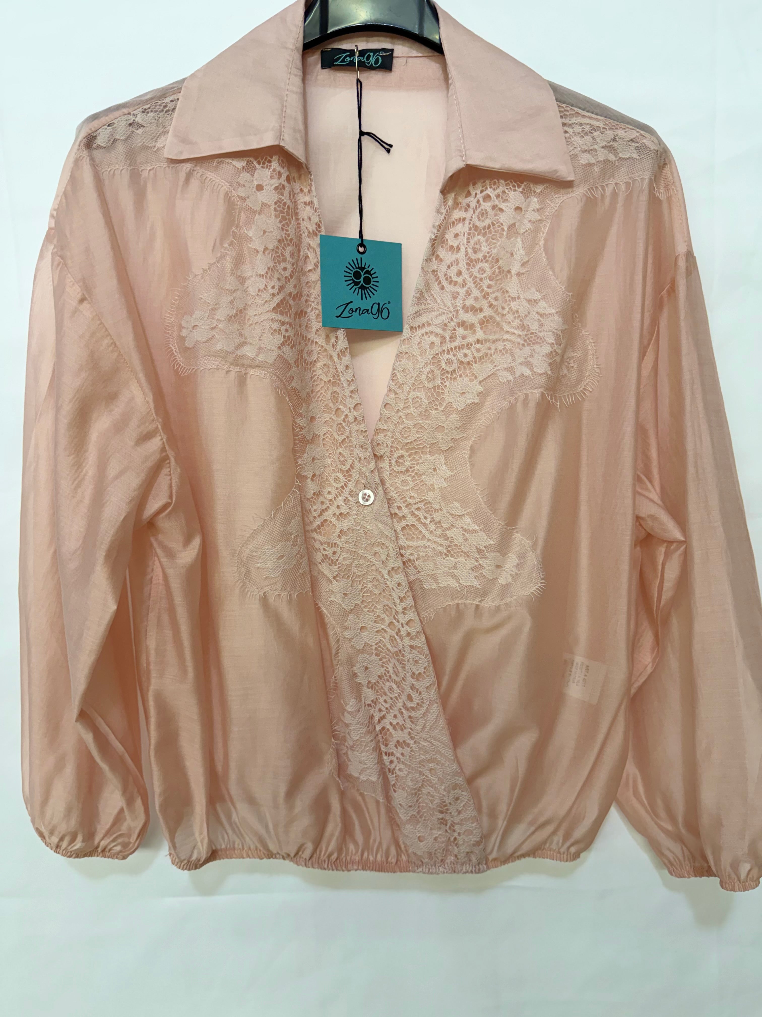 Camicia con inserto in pizzo