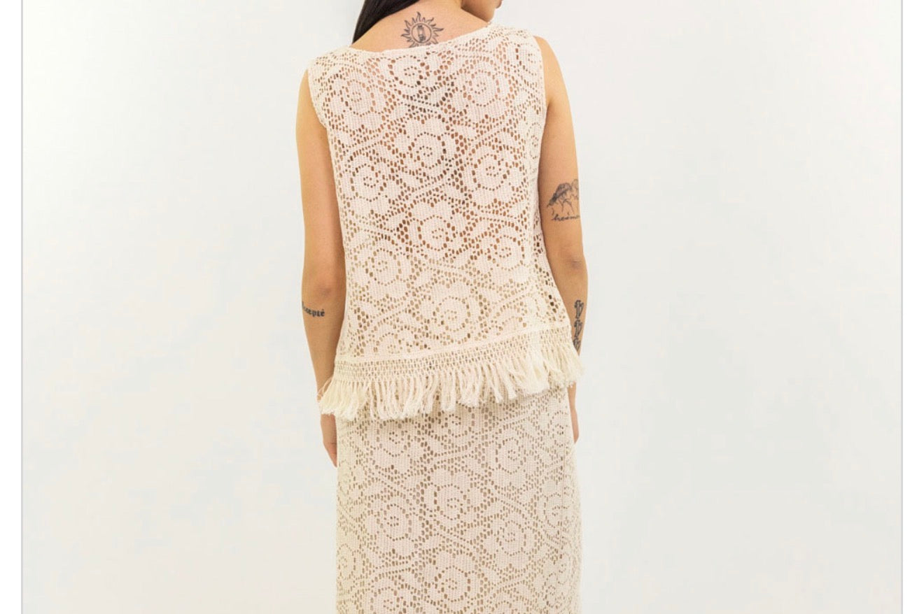 Canotta crochet frange