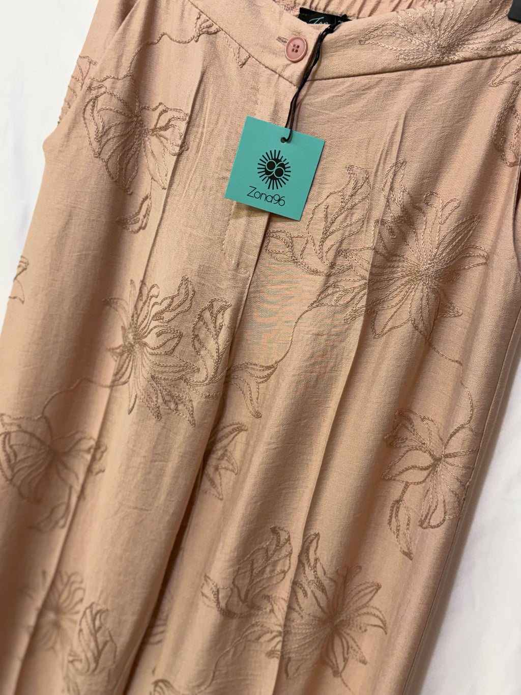 Pantalone ricamo fiori