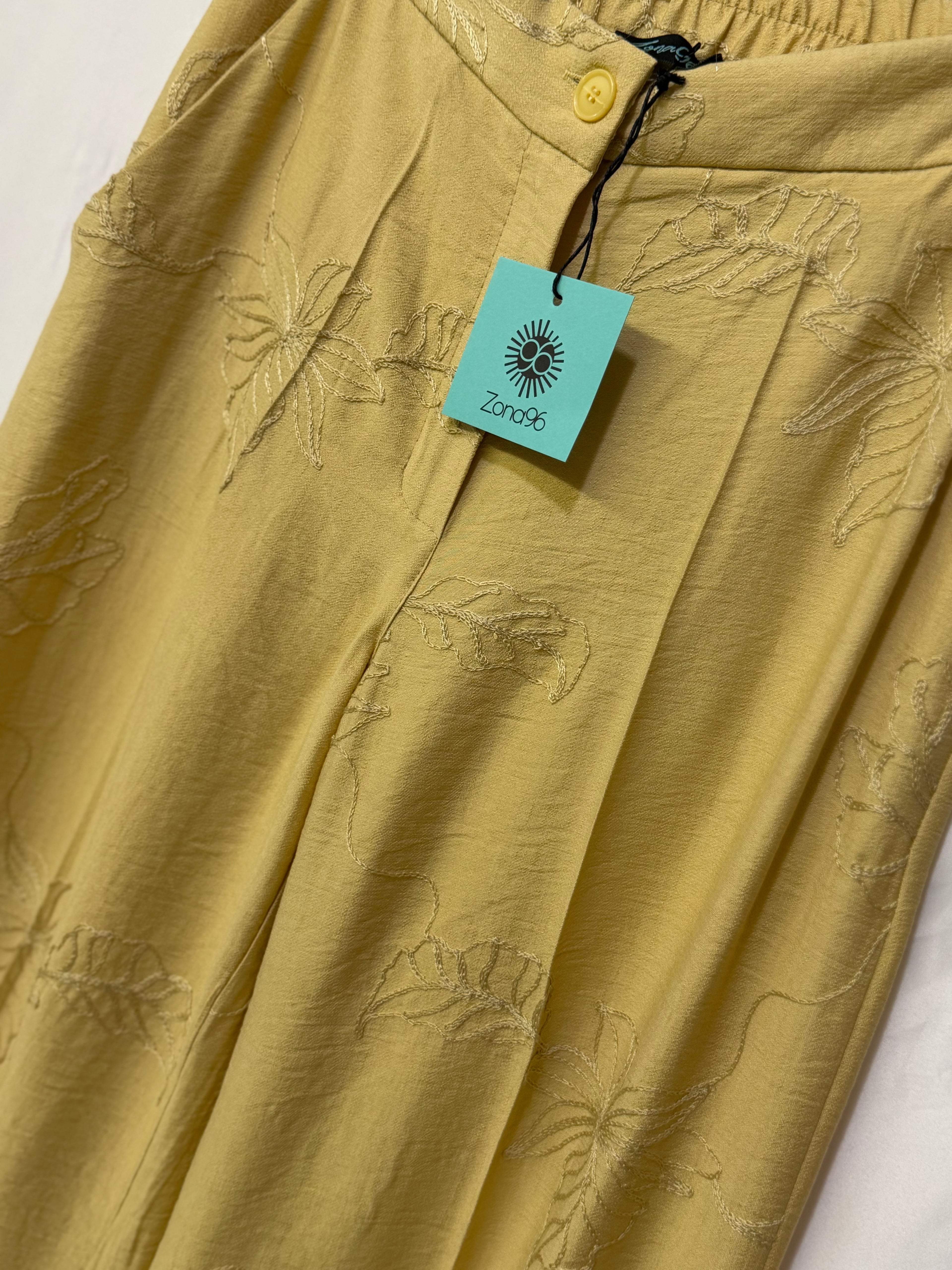 Pantalone ricamo fiori